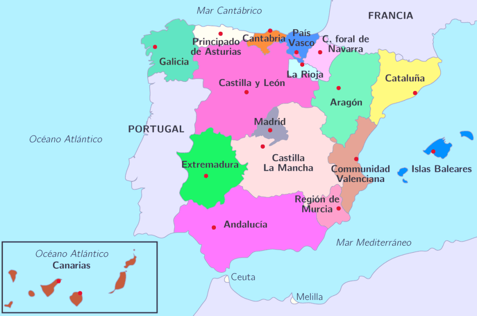 Карта Испании на испанском языке